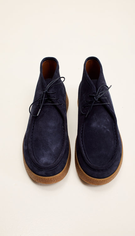 Italian Vibram Sole Nubuk Leather Desert Boots - Navy