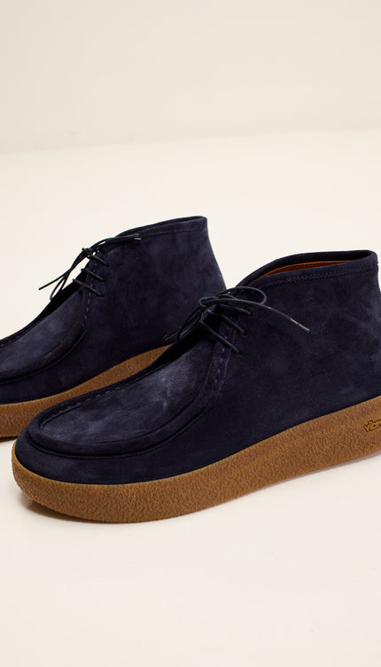 Italian Vibram Sole Nubuk Leather Desert Boots - Navy