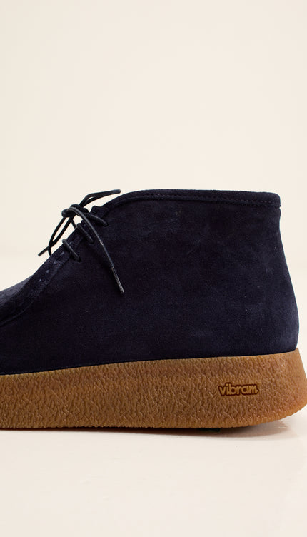 Italian Vibram Sole Nubuk Leather Desert Boots - Navy