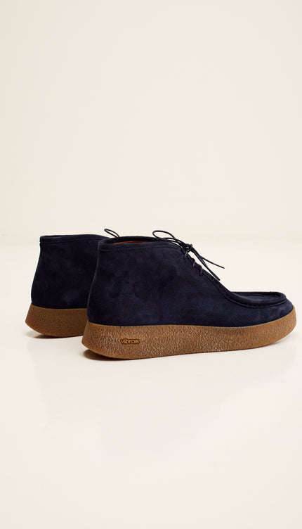 Italian Vibram Sole Nubuk Leather Desert Boots - Navy