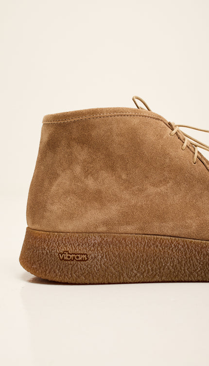 Italian Vibram Sole Nubuk Leather Desert Boots - Camel Taupe