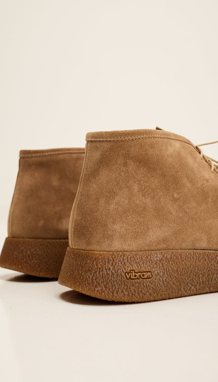 Italian Vibram Sole Nubuk Leather Desert Boots - Camel Taupe
