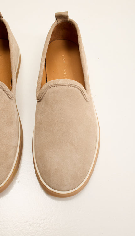 Antep Yemeni Nubuck Leather Shoes with Italian Rubber Soles - Beige Suede