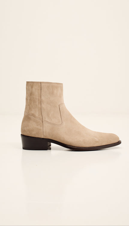 Nubuck Leather Ankle Boots - Sand