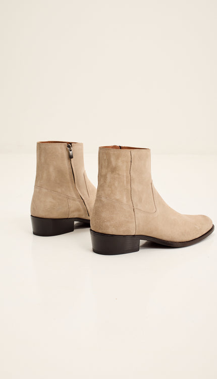 Nubuck Leather Ankle Boots - Sand
