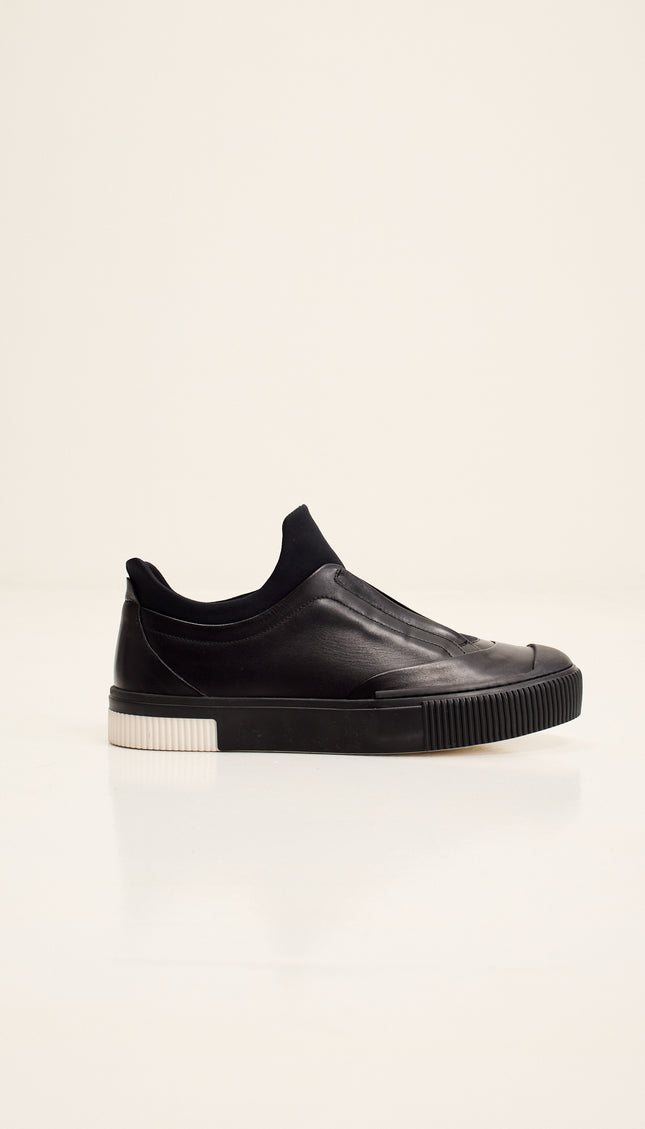 Neoprene Neck Leather Shoe with Italian Gommus Rubber Sole - Black