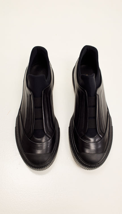 Neoprene Neck Leather Shoe with Italian Gommus Rubber Sole - Black