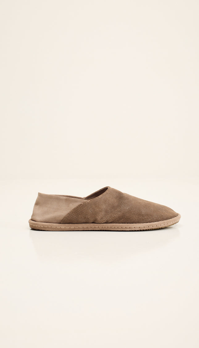 Suede Espadrilles with Italian Rubber Sole - Perforated Grey Beige