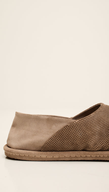 Suede Espadrilles with Italian Rubber Sole - Perforated Grey Beige