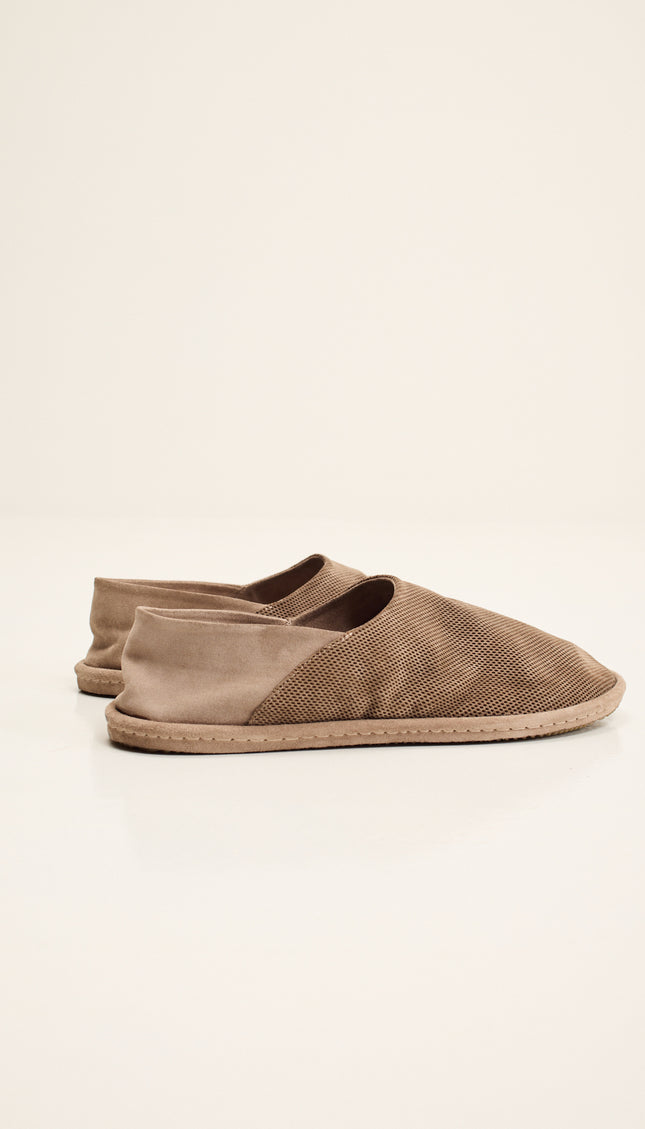 Suede Espadrilles with Italian Rubber Sole - Perforated Grey Beige