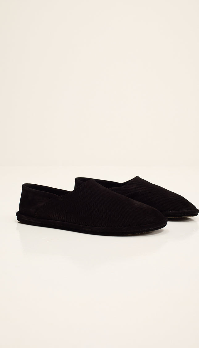 Suede Espadrilles with Italian Rubber Sole - Black Suede