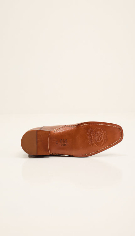 Double-Buckle Italian Leather Chelsea Boot - Brown