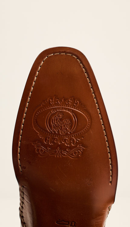 Double-Buckle Italian Leather Chelsea Boot - Brown