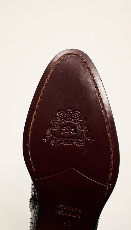 Genuine Snake Skin Side-Zip Chelsea Boots - Black