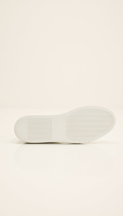 Genuine Leather Court Sneakers - White