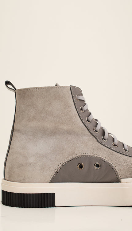 The King Leather and Suede High Tops - Grey Suede
