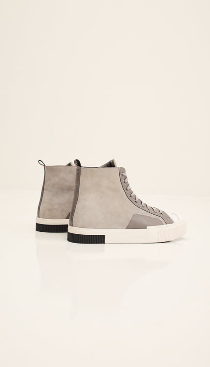 The King Leather and Suede High Tops - Grey Suede