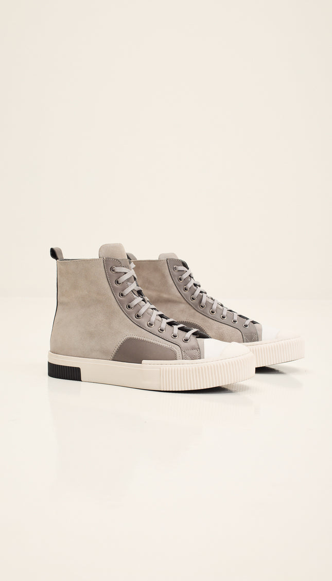 The King Leather and Suede High Tops - Grey Suede