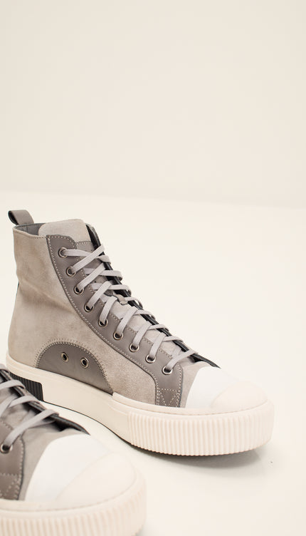 The King Leather and Suede High Tops - Grey Suede