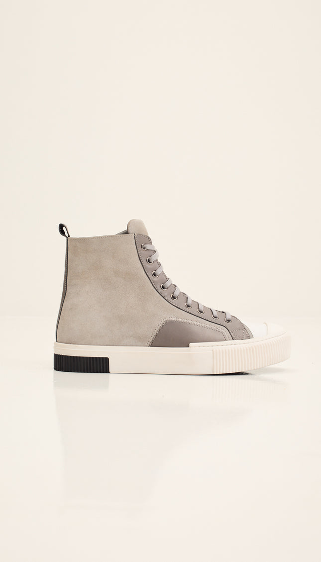The King Leather and Suede High Tops - Grey Suede