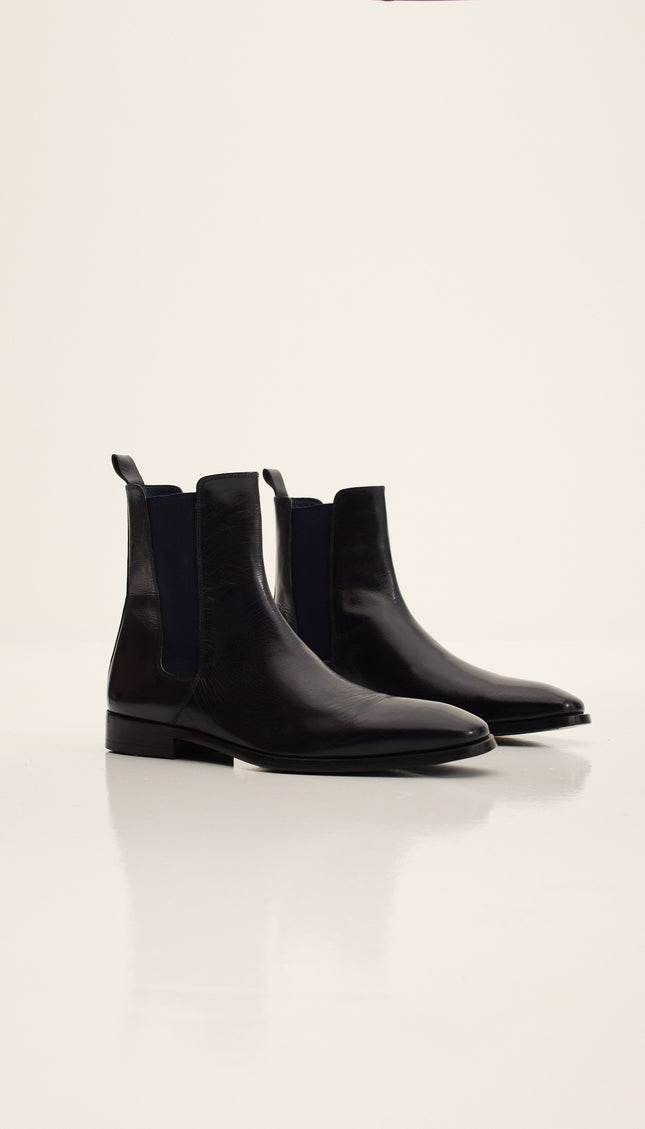 Leather Essential Chelsea Boot - Navy Buffalo