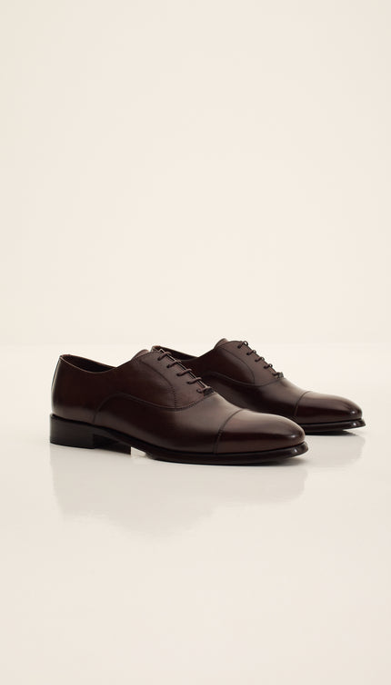 Leather Cap Toe Oxfords - Brown