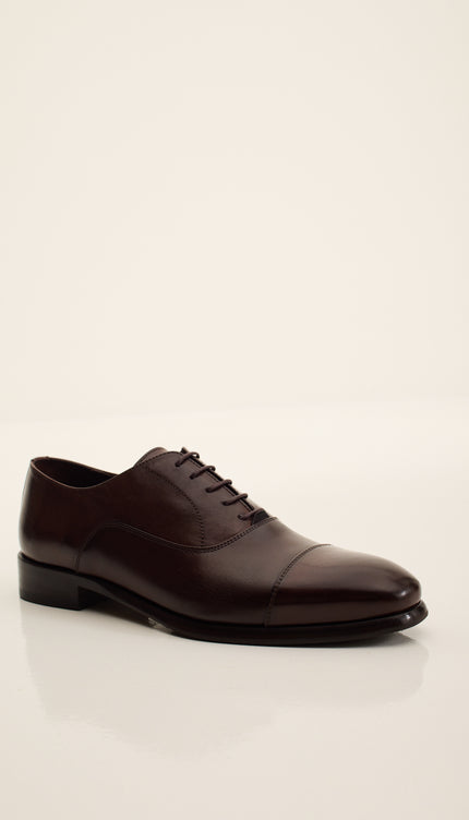 Leather Cap Toe Oxfords - Brown