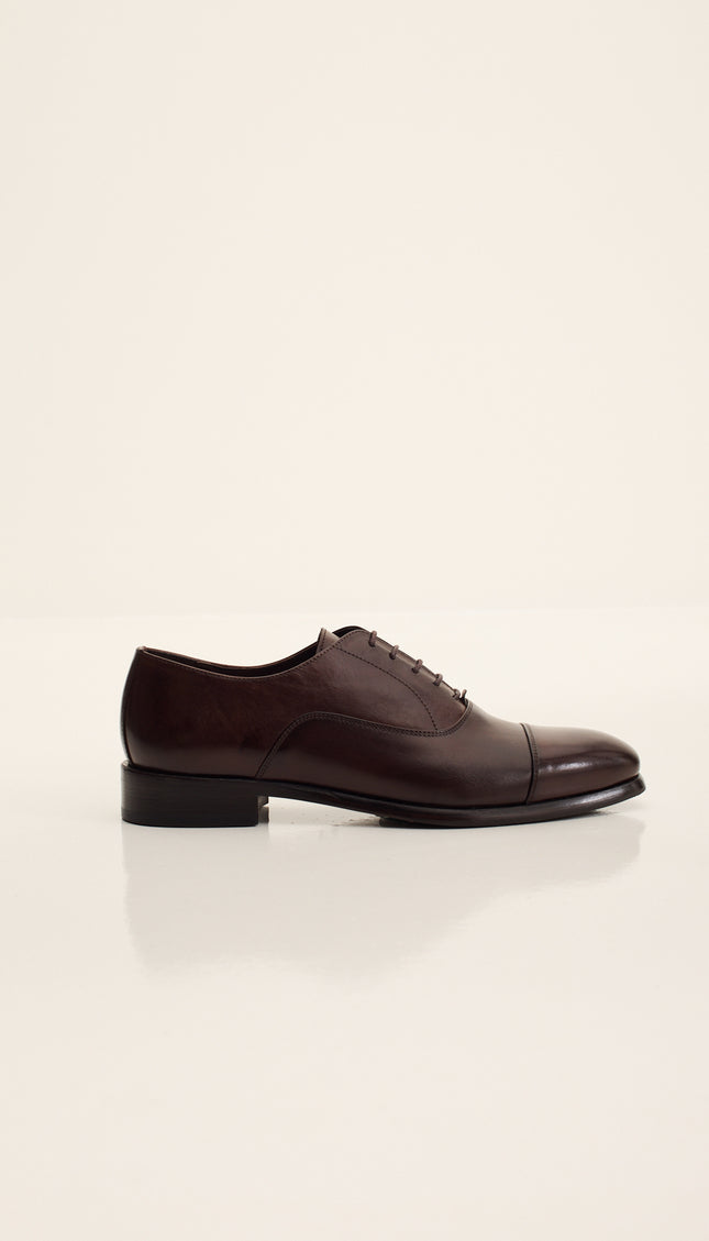 Leather Cap Toe Oxfords - Brown