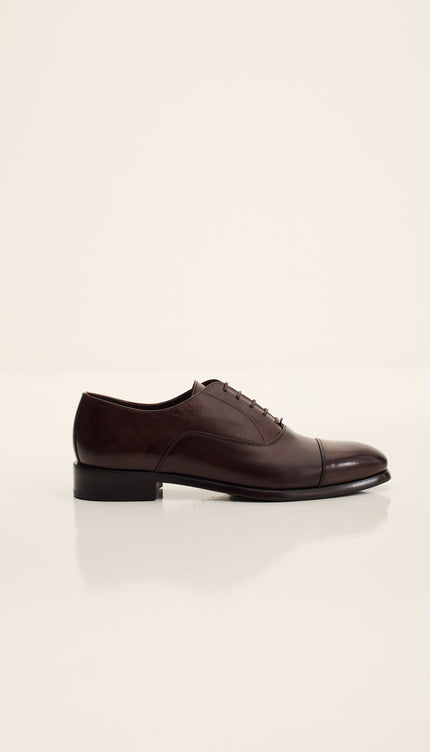 Leather Cap Toe Oxfords - Brown