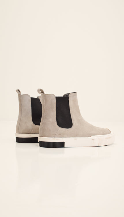 The King Suede Leather and Rubber Sole Chelsea Boots - Grey