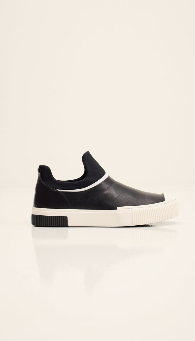 The King - Leather Skate Slip Ons - Neoprene And Leather Black