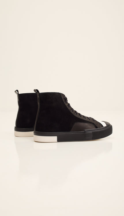 The King Leather and Suede High Tops - Black Suede