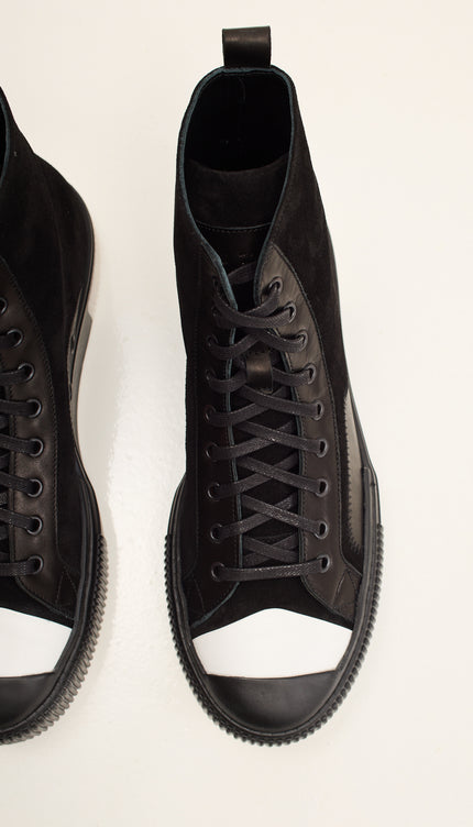 The King Leather and Suede High Tops - Black Suede