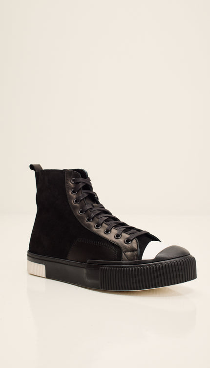 The King Leather and Suede High Tops - Black Suede