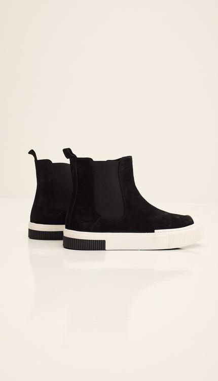 THE KING - Suede Leather and Rubber Sole Chelsea Boots - Black
