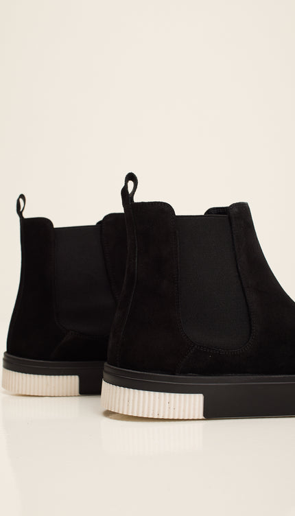 THE KING - Suede Leather and Rubber Sole Chelsea Boots - Black Black