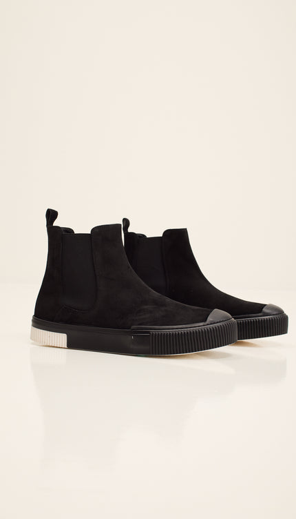THE KING - Suede Leather and Rubber Sole Chelsea Boots - Black Black
