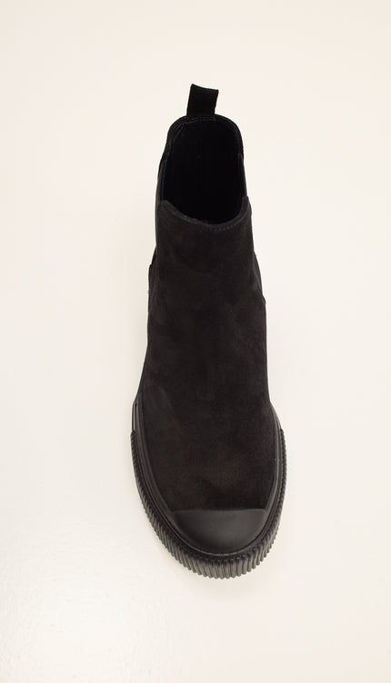 THE KING - Suede Leather and Rubber Sole Chelsea Boots - Black Black