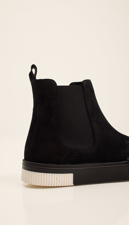 THE KING - Suede Leather and Rubber Sole Chelsea Boots - Black Black