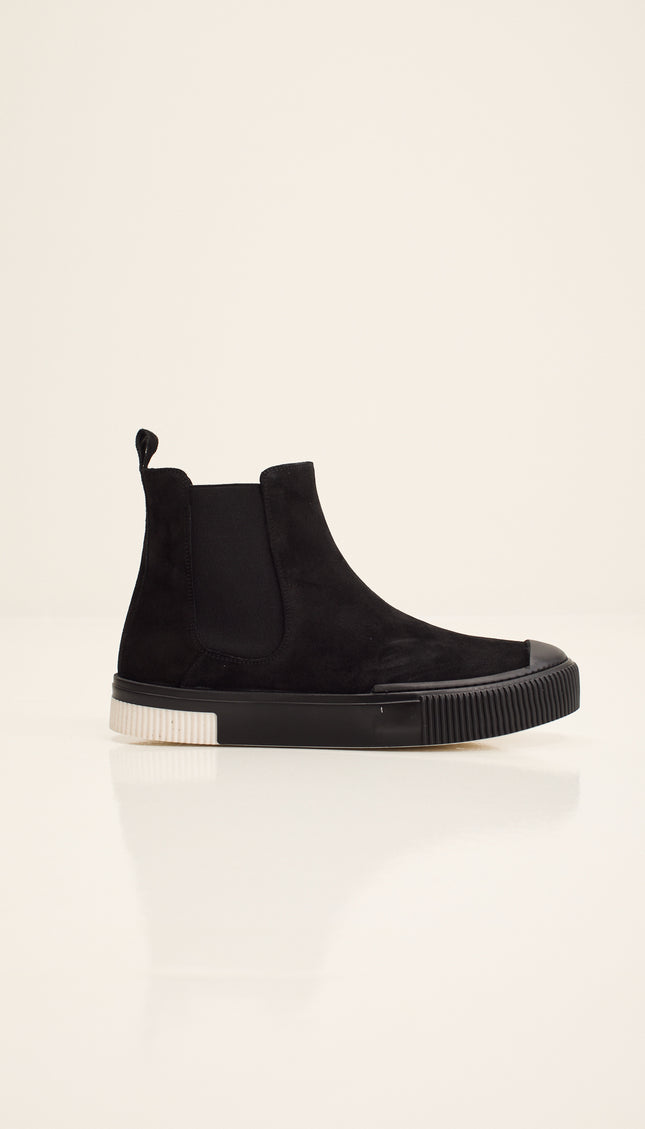 THE KING - Suede Leather and Rubber Sole Chelsea Boots - Black Black