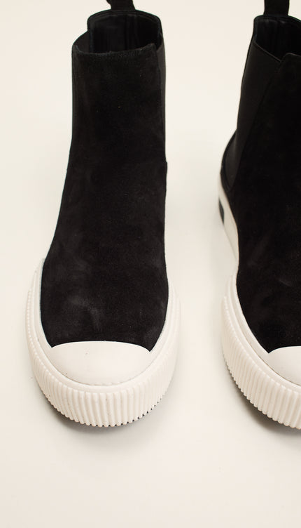 THE KING - Suede Leather and Rubber Sole Chelsea Boots - Black