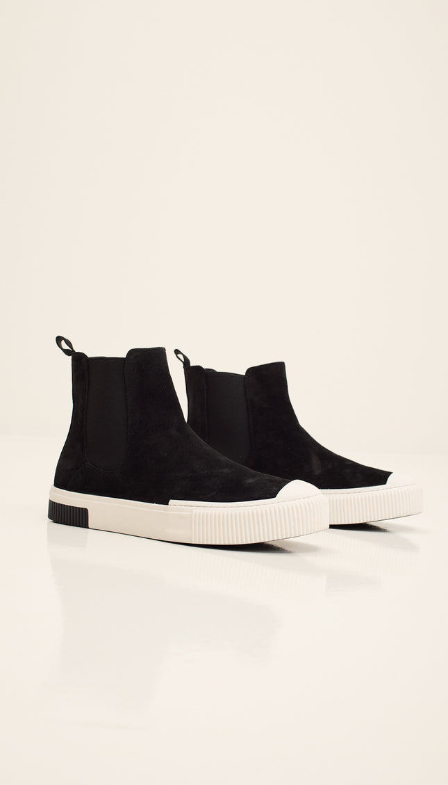 THE KING - Suede Leather and Rubber Sole Chelsea Boots - Black