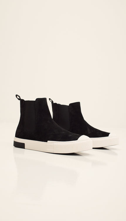THE KING - Suede Leather and Rubber Sole Chelsea Boots - Black