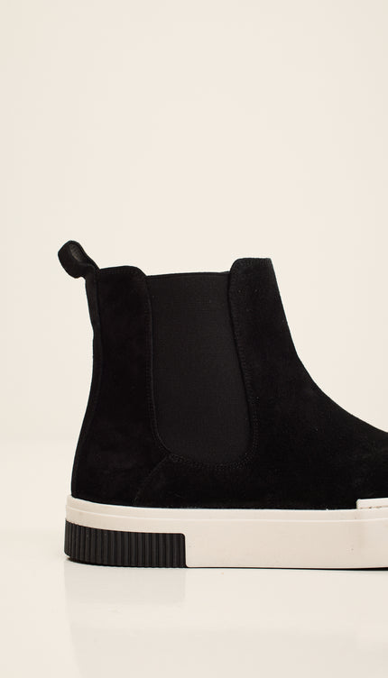 THE KING - Suede Leather and Rubber Sole Chelsea Boots - Black