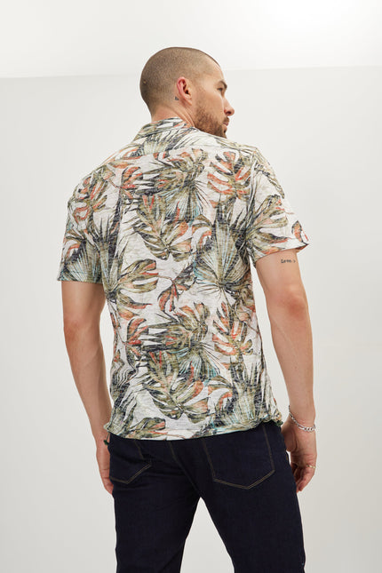 Men's Printed Polo Shirt - Green White | Ron Tomson