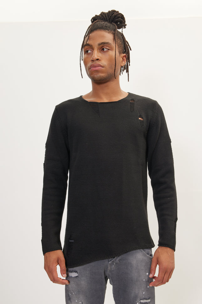 Men's Distorted Sweater - Black | Ron Tomson