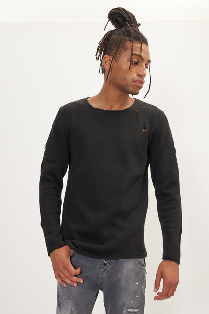 Men's Distorted Sweater - Black | Ron Tomson