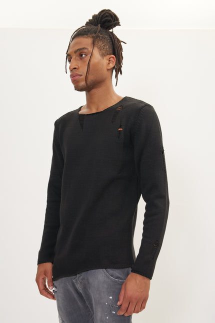 Men's Distorted Sweater - Black | Ron Tomson