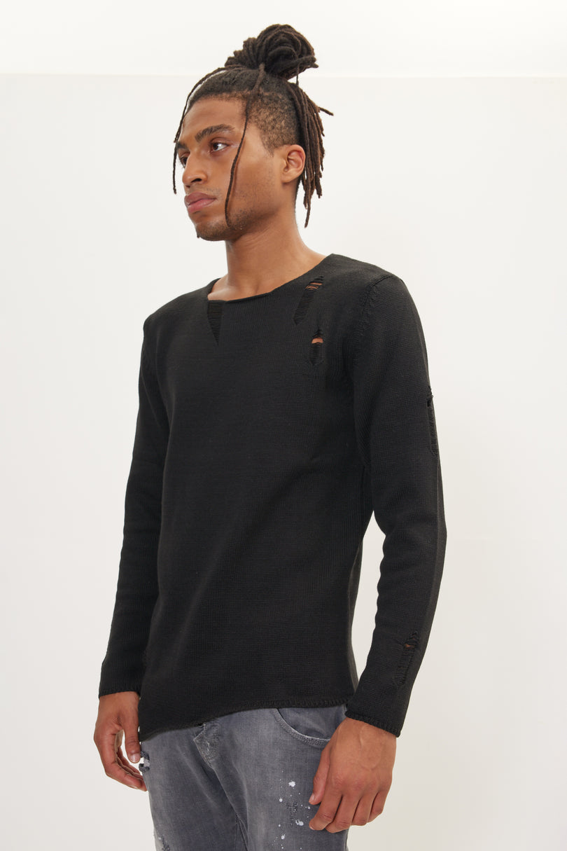 Men's Distorted Sweater - Black | Ron Tomson