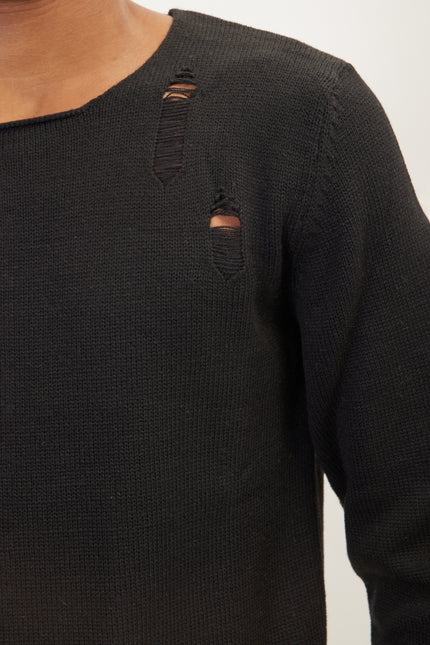 Men's Distorted Sweater - Black | Ron Tomson